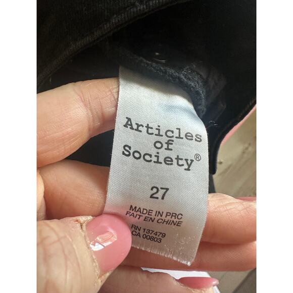 Articles Of Society Women's 27 Black Solid Skinny Mid Waist Cotton Casual Jeans - Picture 10 of 10